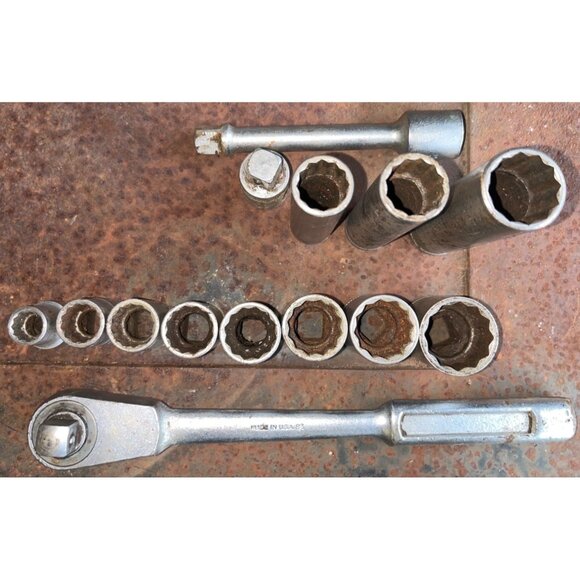 Vintage Mustang MS 41 1/2" Drive SAE Socket Set 13-Piece Chrome Vanadium Steel - Picture 8 of 8